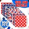 Pre-cut Fabric Patriotic Cotton Squares – 100 pcs 10 x 10 Inch Red White Blue Quilting Patchwork Fabric Bundle for 4th of July & Memorial Day DIY Crafts